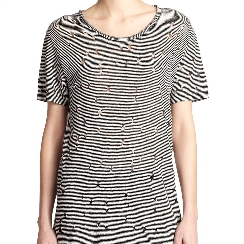 IRO Gabry Striped Distressed Tee